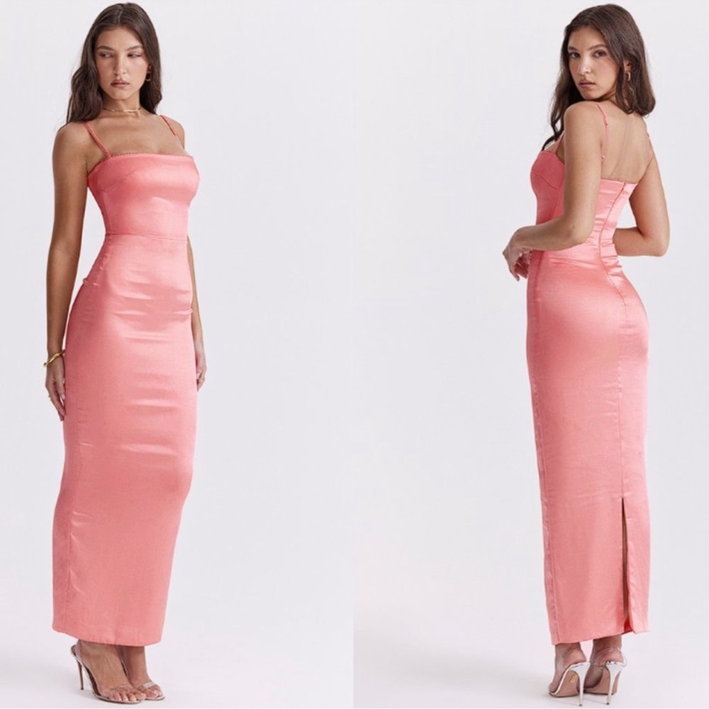 NWOT HOUSE OF CB 'Costanza' Bright Peach Maxi Dress sz XS - Picture 2 of 8